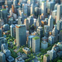 Obraz premium Urban Green Cityscape Illustration