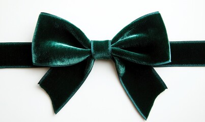 A green velvet bow is shown in the image