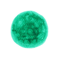 Green watercolor blot background. Brush stroke abstract shape. Paint stain wallpaper.