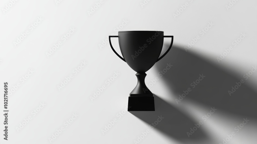 Aufkleber minimalist trophy cup on white background with space for text generative ai