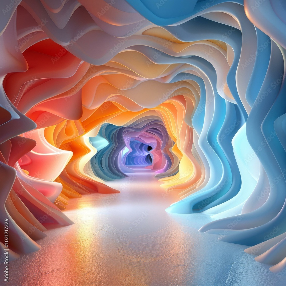 Wall mural Colorful Abstract Futuristic Sci-Fi Alien Cave Tunnel