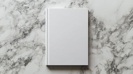  Minimalist 3D render of a blank white book cover on a concrete background, top view, capturing simplicity and modern design