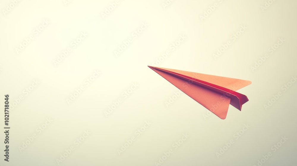 Poster paper airplane soaring upwards on a grey gradient background generative ai