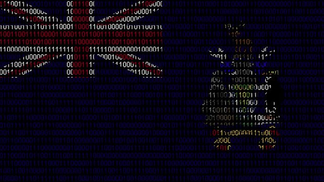 Binary code on flag of South Georgia and the South Sandwich Islands. Program source code or Hacker concept on South Georgia and the South Sandwich Islands flag.
