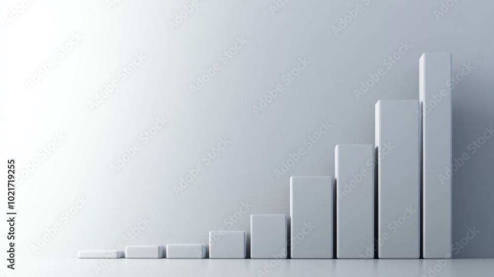 Poster rising bar chart on white background symbolizing success and growth generative ai