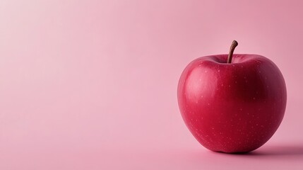 A Red Apple on Pastel Pink Background, Healthy Snack or Still Life Photography Concept Generative AI