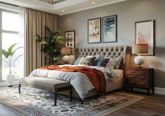 Elegant Bedroom Interior Design with Artwork