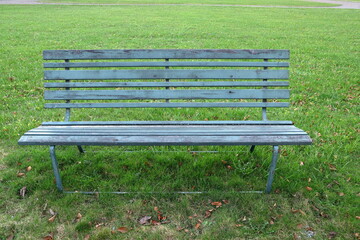 Wooden bench in nature. Skokloster, Sweden.