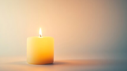 Candle Burning on White Background, Symbolizing Life and Light Generative AI
