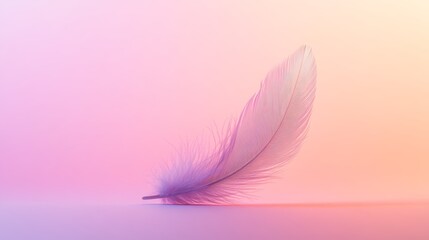 Naklejka premium Soft Pink Background with a Single Feather, Minimalist Design Concept Generative AI