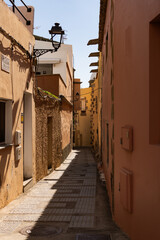 Fototapeta premium Charming Narrow Alley in Sunlit Mediterranean Village