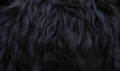 A close up of a black animal's fur with a lot of texture