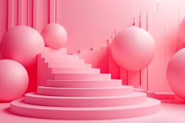 Pink Geometric Abstract Display Stage