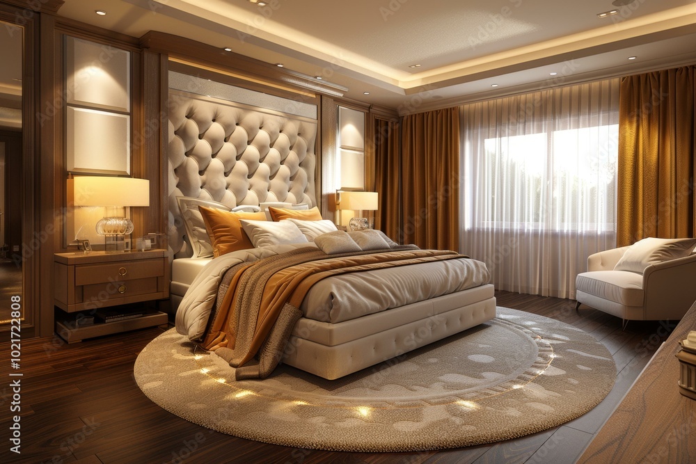 Canvas Prints Luxury Bedroom Interior Design Illustration