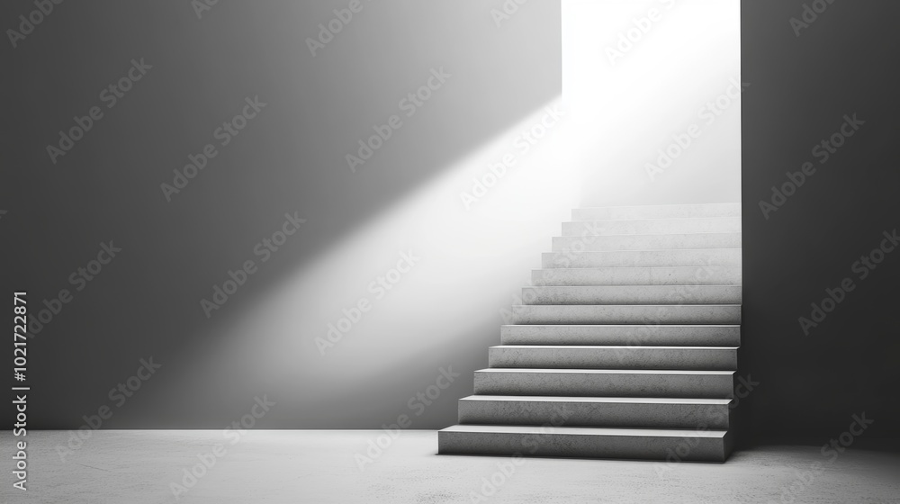 Poster staircase leading to enlightenment, minimalist background for text generative ai