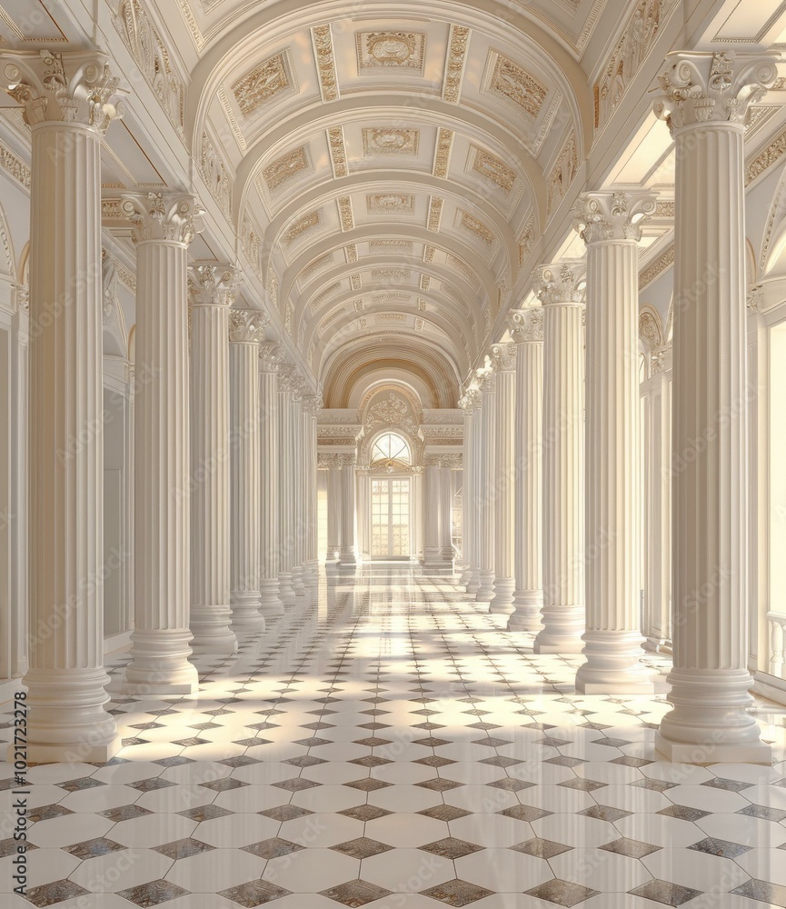 Poster Elegant Palace Corridor with Columns