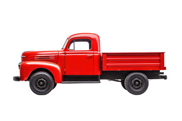 Fototapeta premium Collectible: Red Vintage Truck Model on Transparent Background