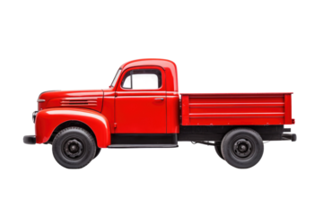 Collectible: Red Vintage Truck Model on Transparent Background