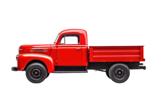 Collectible: Red Vintage Truck Model on Transparent Background