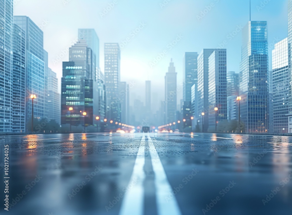 Wall mural Rainy Cityscape Metropolis Architecture