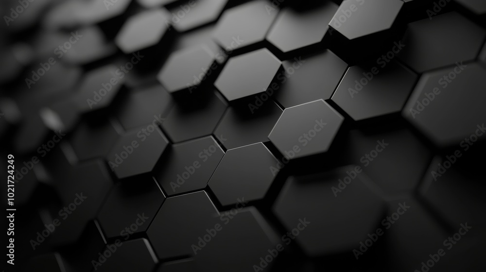 Aufkleber abstract hexagon geometry background for simple primitives with six angles in front, dark lighting, 