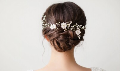 A woman with a flowery headpiece