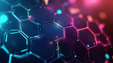 Abstract Digital Hexagon Background for Technology and Design Generative AI