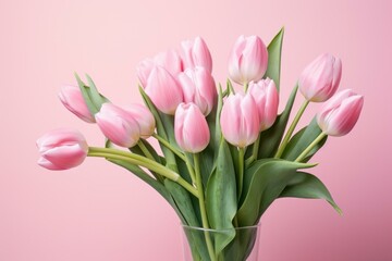 Fototapeta premium Inviting Pink tulips. Tulip flower bouquet. Generate Ai
