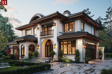Obraz premium Elegant Modern Mansion Exterior Design