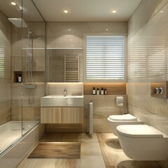 Modern Beige Bathroom Interior Design