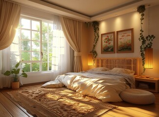 Cozy Bedroom Interior Design Illustration