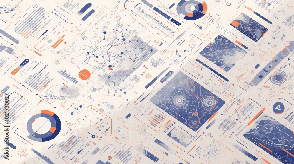 Poster intricate abstract image of futuristic data maps and charts, showcasing detailed analytics and moder