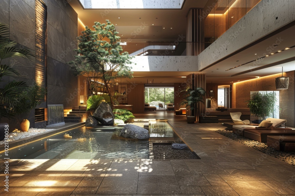 Sticker Modern Luxurious Interior Design with Zen Garden