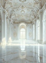 Fototapeta premium Elegant White Palace Hallway Interior