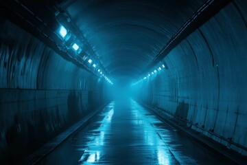 Blue Futuristic Tunnel with Mesmerizing Lights