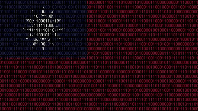 Binary code on flag of Taiwan. Program source code or Hacker concept on Taiwanese flag. Taiwan digital technology security, hacking or programming