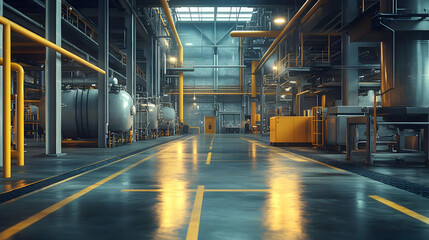 Industrial Factory Interior 3D Illustration