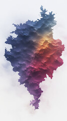 Abstract cloud-like formation in shades of blue, orange, and red.