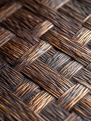 Rattan background with an intricate woven texture, ideal for organic product packaging, interior design, or furniture-themed illustrations.