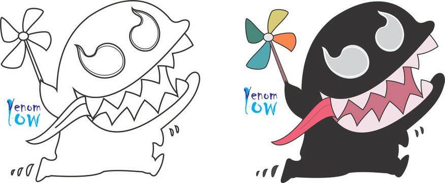 Desenhado por mim o Venom Low, &eacute; uma representa&ccedil;&atilde;o do Venom, por&eacute;m &eacute; c&ocirc;mico e alegre. Neste anexo dispon&iacute;vel voc&ecirc; pode utilizar para sublima&ccedil;&atilde;o e estampas, com cores e apenas contorno para sua arte.