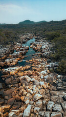Travessia Natureza Chapada Veadeiros Cerrado Rio Preto Cachoeira Caminhada Trekking Paisagem Seca...