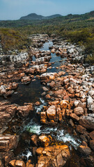 Travessia Natureza Chapada Veadeiros Cerrado Rio Preto Cachoeira Caminhada Trekking Paisagem Seca...