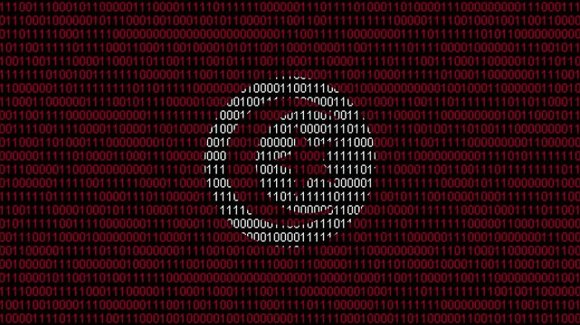 Binary code on flag of Tunisia. Program source code or Hacker concept on Tunisian flag. Tunisia digital technology security, hacking or programming