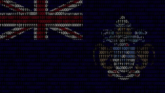 Binary code on flag of Tristan da Cunha. Program source code or Hacker concept on Tristan da Cunha flag. Tristan da Cunha digital technology security, hacking or programming