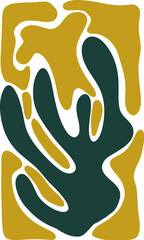 Abstract shape modern groovy retro illustration in flat style for poster template. Simple shapes. Floral print, banner, wallpaper, tshirt sublimation