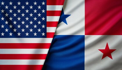 Fototapeta premium アメリカの国旗とパナマの国旗(America flag & Panama flag.) 