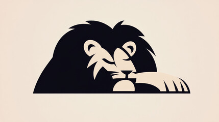 A simple illustration of a lion with its head resting on its paw.