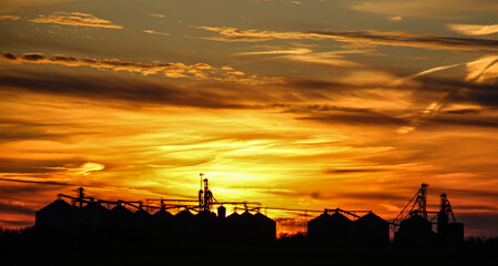 Sunset Over a Grain Elevator