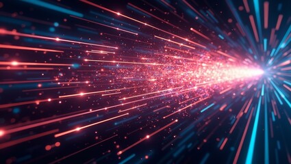 Obraz premium Colorful streaks of light radiate from a bright center, creating a dynamic pattern in deep space, background.