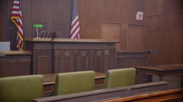 Empty court room establishing shot dolly movement